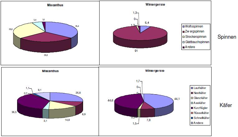 Miscanthusanbau und Artenvielfalt Höhere Artenvielfalt (% Ackerbau)