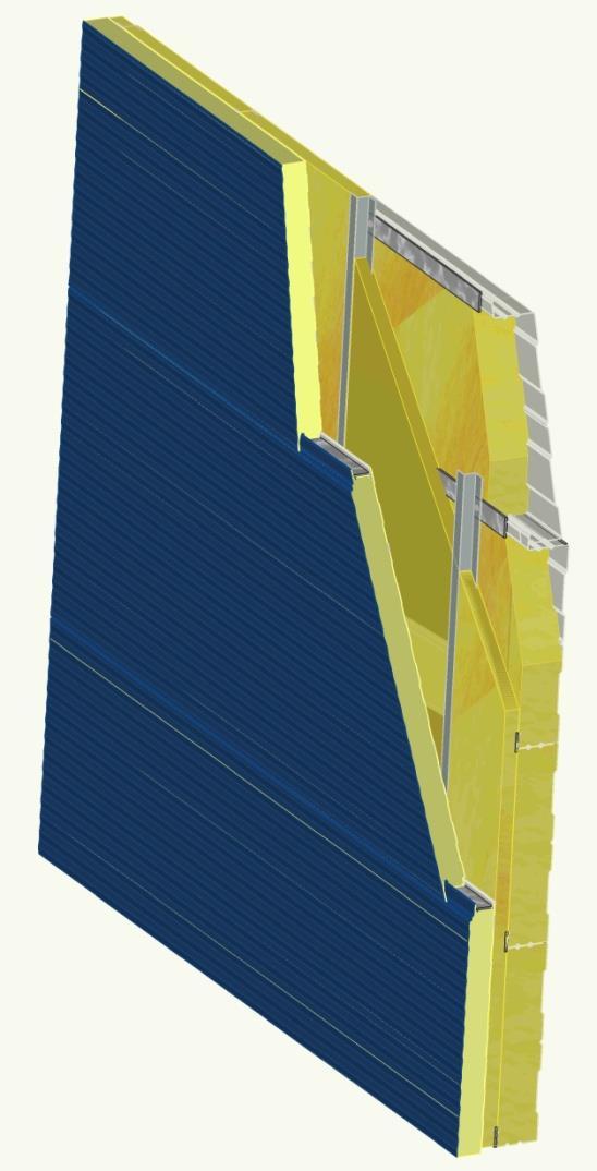 Wärmebrücken Hybrid-Konstruktion Merkmale: Kassette mit/ohne Zwischenkonstruktion - Wand-Sandwichelement Kassettenwand U m [W/m²K] U max [W/m²K] nach EnEV 2014/16 19 C 12 C < 19 C U max [W/m²K] bei