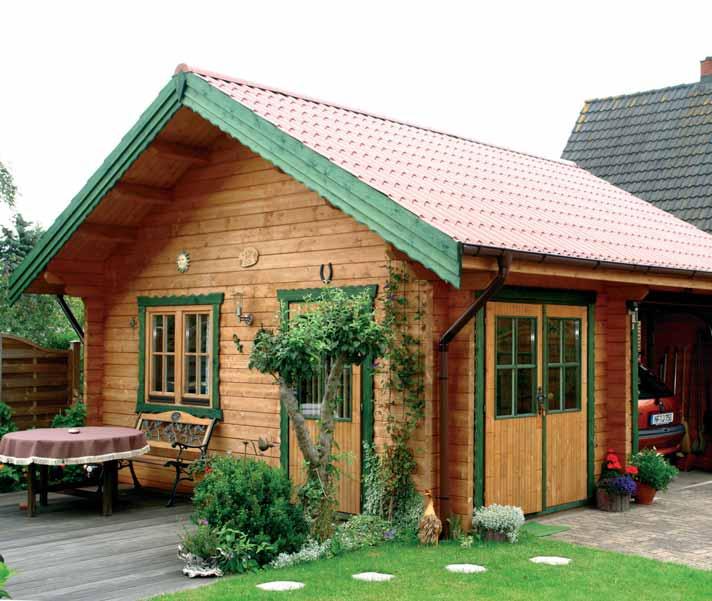 Wunschhaus Gelungen: Gartenhaus und Garage bilden ein perfektes Doppel unter einem Dach. Formen Sie Ihr ganz eigenes Haus so wie es gefällt!