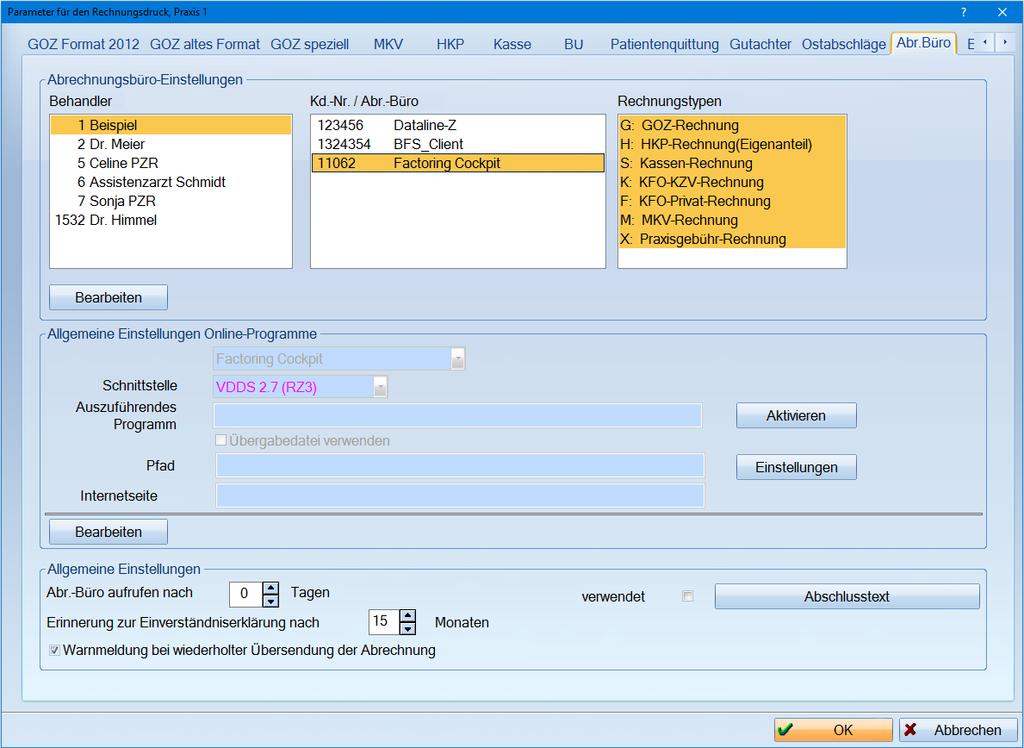 . Factoring Cockpit Version:.0 Seite 2/6.. Einstellen und Aktivieren des Factoring Cockpits Um das Factoring Cockpit nutzen zu können, sind zunächst Einstellungen in Ihren DS-Win vorzunehmen.