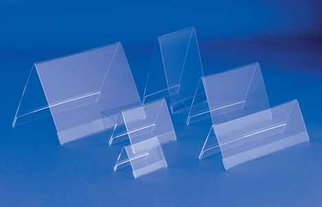 Kunststoff-Plakatständer 2 Plakatständer / Plakatrahmen Acryl-Dachständer Material: Acrylglas; Materialstärke: 2 mm; Farbe: glasklar Format: DIN A4; Ausrichtung: Hochformat 60.0013.
