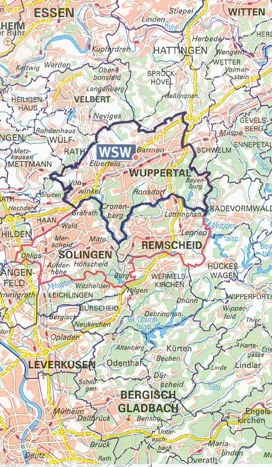 Partner zwischen Rhein und Ruhr Wuppertal, im Herzen des Bergischen Landes zentral zwischen Rhein und Ruhr gelegen, hat knapp 350.000 Einwohner.