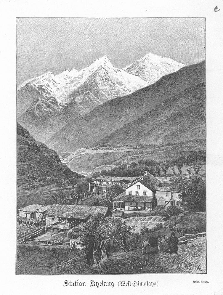Abbildung 17: Missionsstation Kyelang von 1895 (Unitätsarchiv Herrnhut) Der dritte Fall betrifft das Leiden der dreijährigen Agnes, die am gleichen Tag starb, wie ihre große Schwester Geburtstag
