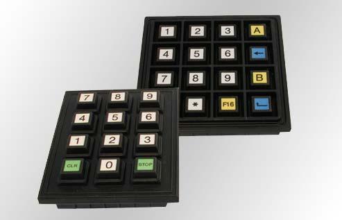 Datenblatt Tastaturen Monobloc 3x4, 4x4 Magnetische Rückholung (taktiles Gefühl, konstanter Druckpunkt, hohe Lebensdauer) Vollhubtaste (sichere Kontaktgabe) Doppelkontakte (minimale Prellzeit)