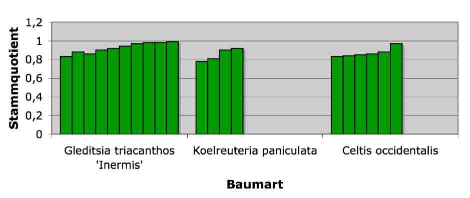 Alle Bäume besitzen dennoch einen sehr guten bis guten Stammquotienten. 4.2.4.3 LUDO-HARTMANN-PLATZ Abb.