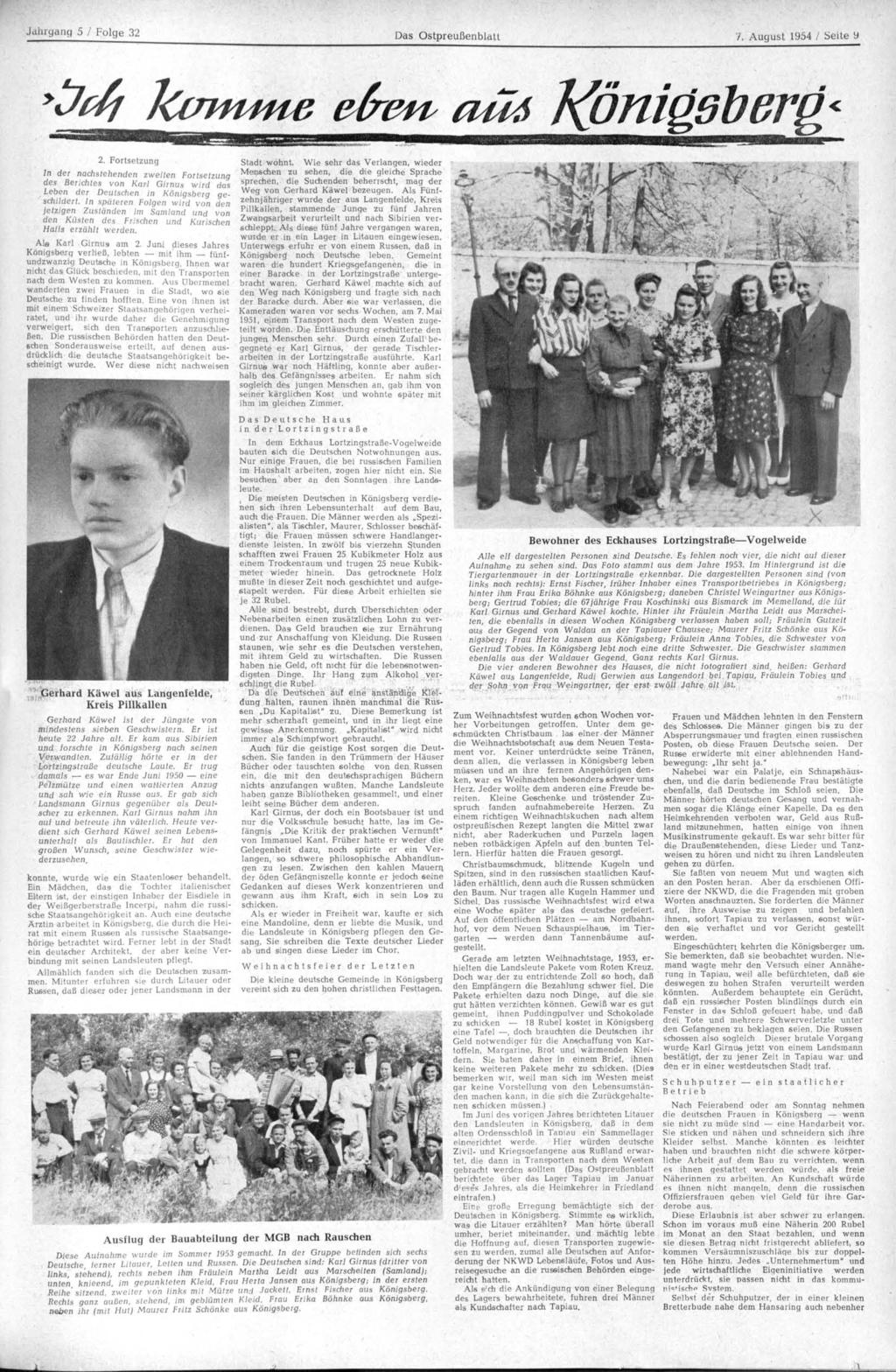 Jahrgang 5 / Folge 32 Das Ostpreußenblatt 7. August 1954 / Seite y 2.