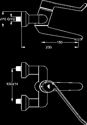 (B8314AA) S-Anschlüssen und Drehsicherheitskartusche, 180-mm-Metallgriffhebel mit permanenter
