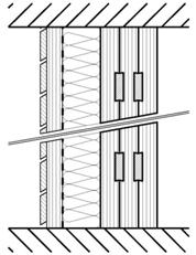 8 kg/m² Rw(C; Ctr) = 45 (-2; -6) db Horizontalschnitt Vertikalschnitt 1) Vertikal befestigt, je Latte 3