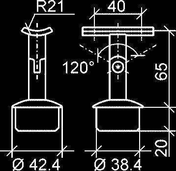 Rundpfosten 42,4 x 2 mm 0,34 kg Handrail-bracket adjustable, Ø 14 mm