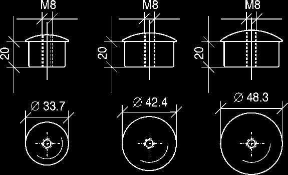 0,04 kg Screwed panel vaulted 2 bores 5,5 mm 1 bore 6,5 mm Platine bombée 2 perçages 5,5 mm 1 perçage 6,5 mm für Rundrohr 33,7 mm