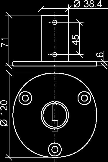 42,4 x 2 mm 0,57 kg Wall and ground anchor screw down plate Ø 120 mm bright turned clamping attachment 