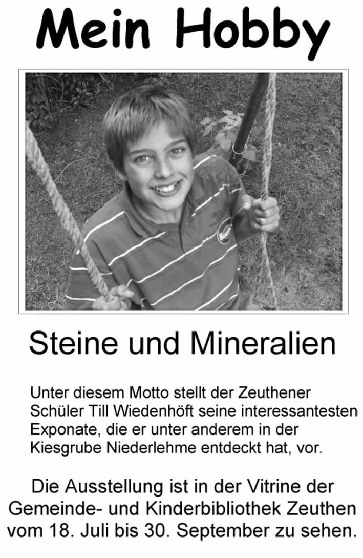 Am Zeuthener See - 2-16. Jahrgang / 03.09.08 / Nummer 8 Die Gemeinde- und Kinderbibliothek informiert: Urlaubszeit ist Lesezeit!