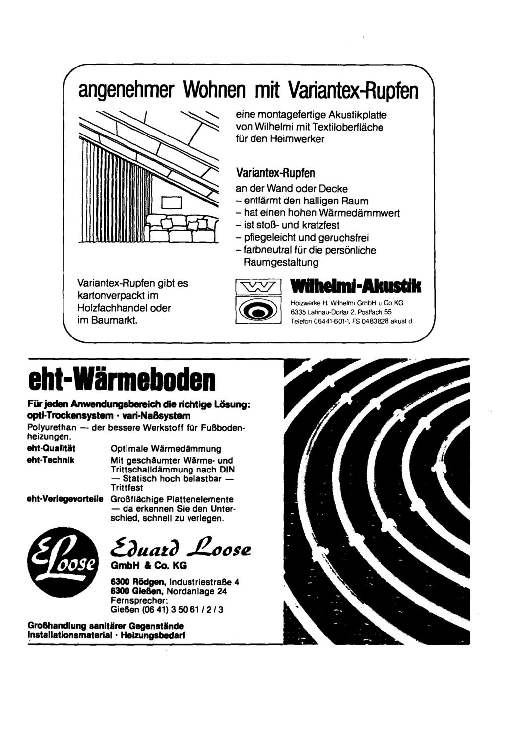 angenehmer Wohnen mit Variantex-Rupfen eine montagefertige Akustikplatte von Wilhelmi mit Textiloberfläche für den Heimwerker Variantex-Rupfen gibt es kartonverpackt im Holzfachhandel oder im