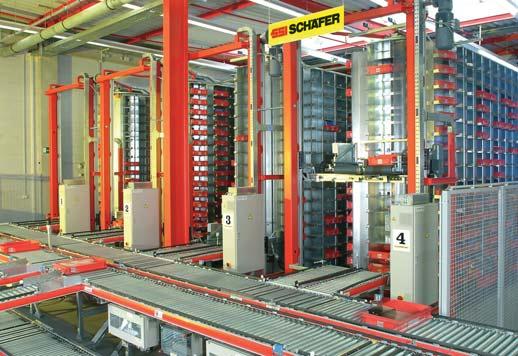Realisierte Projekte Industrieteile Lieferant, Deutschland: Das aus vier Karussellspeichern bestehende System ist