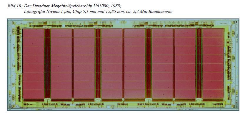 1MDRAM Speicherchip aus Dresden Chipfläche 65.