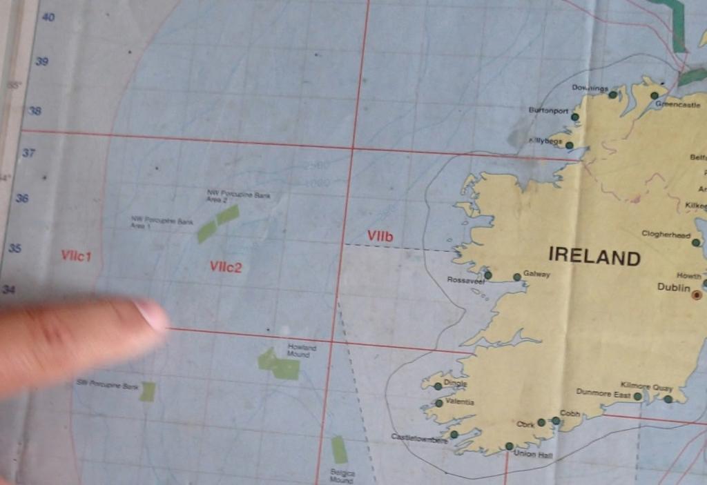 Abbildung 3: Fanggebiet Nordatlantik Bis zum 30.Januar 2016 wurde dort mit Stellnetzen gefischt, und gegen 22 Uhr wurde der Hafen Castletown/ Irland angelaufen, um den Fang zu löschen. Am 31.