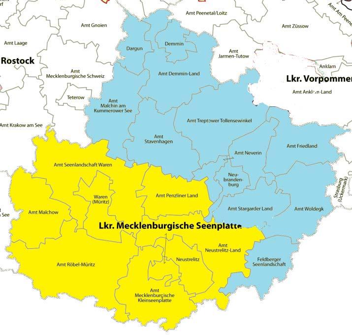 Drucksache 6/1620 Landtag Mecklenburg-Vorpommern - 6. Wahlperiode - Für eine Aufteilung in einen nördlichen und einen südlichen Teil sprechen maßgeblich die bisherigen raumplanerischen Zuordnungen.