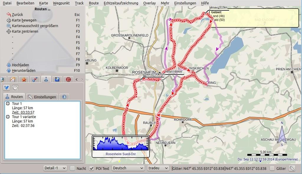 Jetzt, nachdem die neue Route mit dem anderen Dienst berechnet wurde, sieht man bereits