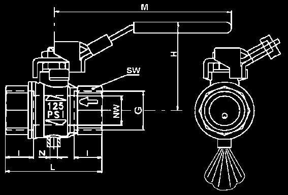 Innengewinde (IGxIG) Einsatzbereich: Ein 90 -Schwenk des Handhebels sperrt oder öffnet die Leitung.