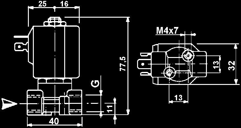 (Kv 1,0) Betätigungsart: stromlos geschlossen NC Die fett gedruckte Ziffer der Artikelnummer bezeichnet die Spannung: 1 230V/50-60 Hz AC 2 24V/50-60 Hz AC 3 24V/= DC 4 110V/50-60 Hz AC 5 110V/= DC 6