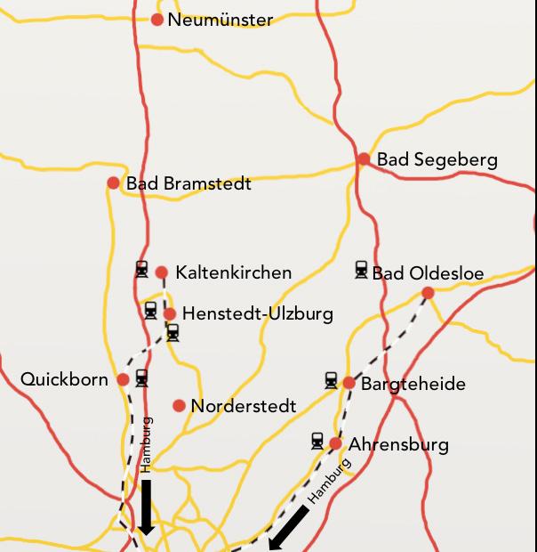 Die S-Bahn-Linien S4 und S21 sollen von Hamburg nach Bad Oldesloe und Kaltenkirchen in Schleswig-Holstein ausgebaut werden.