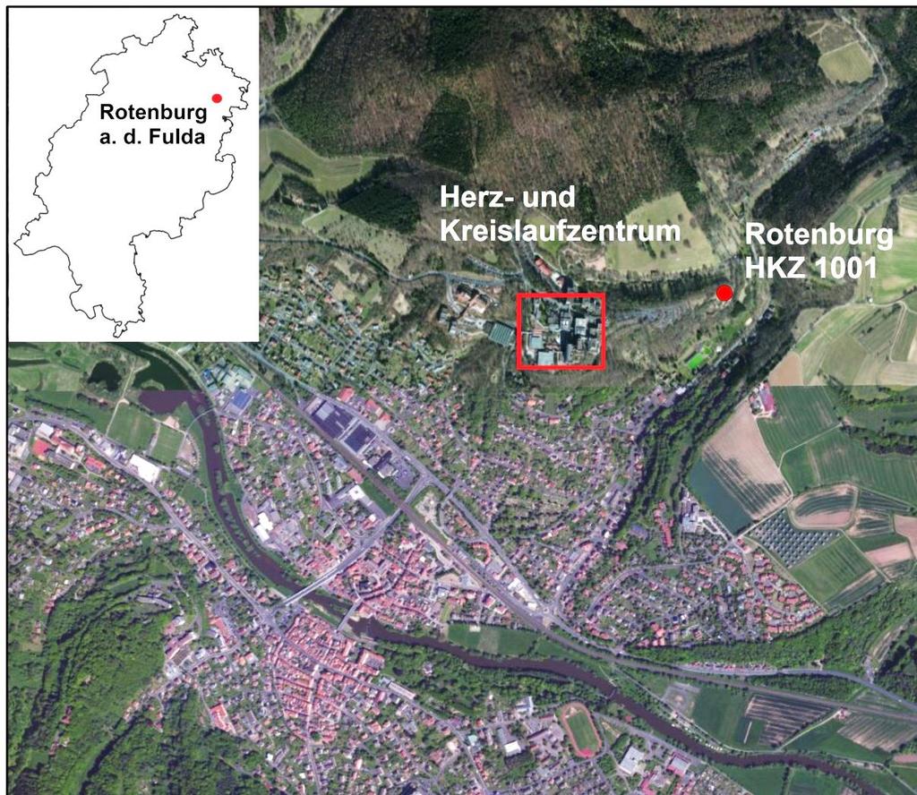 Ausgangssituation Die Tiefbohrung Rotenburg HKZ 1001 wurde von 1995 bis 1996 im Auftrag des Herz- und Kreislaufzentrums (HKZ) in Rotenburg a. d. Fulda abgeteuft.