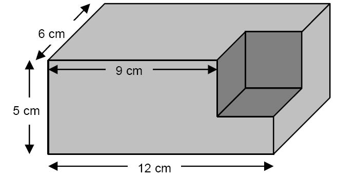 Neue Aufgaben, Oktober 2008 1. Aus einem Quader wurde an einer Ecke ein Würfel herausgeschnitten. Berechne das Volumen des Restkörpers. Lösung: 333cm 3 2.