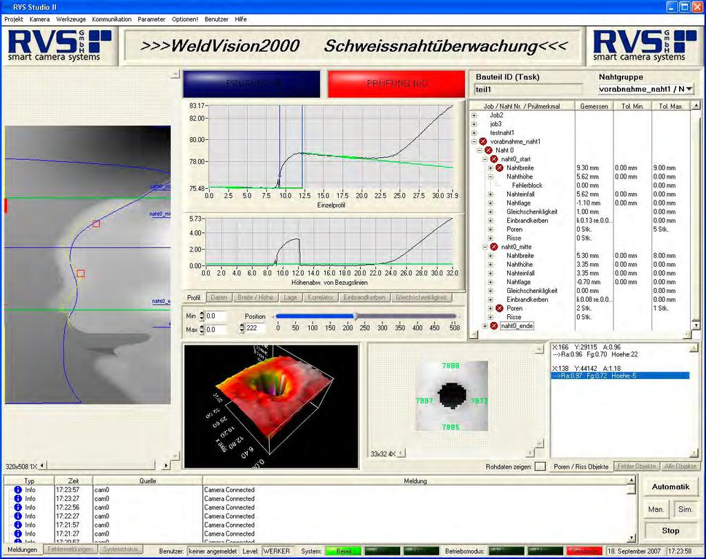 Beispiel Schweissnahtprüfung 3D Vision Sensor SmartRay V4W