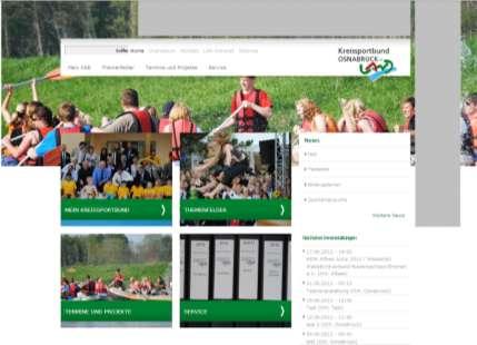 Bericht der Geschäftsstelle Geschäftsstelle Neue Homepage des Kreissportbundes Osnabrück-Land Unter der bekannten Internetadresse www.ksb-osnabrueck.