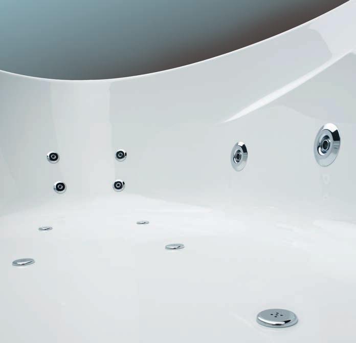 Whirlpool-System Das Whirlpoolsystem MINIMAX Pro hat 3 verschiedene Düsen zur optimalen Massage des ganzen Körpers.