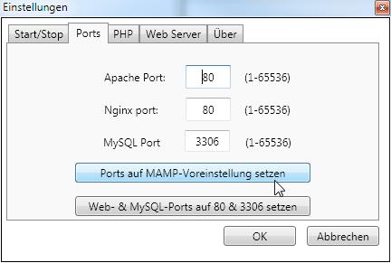 MAMP: lokaler Webserver unter Windows und Mac Wenn du willst, kannst du die Ports auch unter Windows auf MAMP-Voreinstellung setzen.