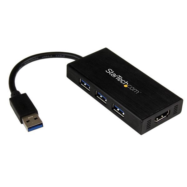USB 3.0 auf HDMI Multi Monitor Adapter mit 3 Port USB Hub - Externer Video Adapter mit 1920x1200 / 1080p Product ID: USB32HDEH3 Der USB 3.0-auf-HDMI-Adapter USB32HDEH3 verwandelt einen USB 3.