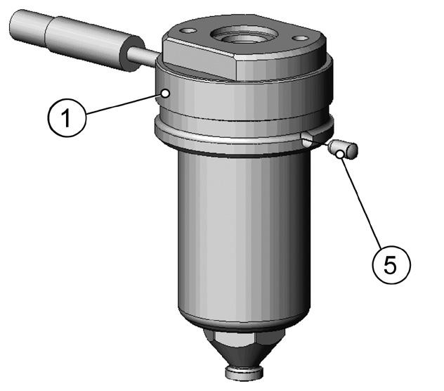 png 8) Wird ein Zentrierstift (5) zur Verdrehsicherung verwendet, pressen Sie diesen in die entsprechende Bohrung am Düsenkopf ein. Doc003206.