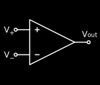 Technische Funktionsweisen Operationsverstärker 9 Der Operationsverstärker verstärkt die Differenz zwischen V+ und V-,im ideal Fall,mit Unendlich.