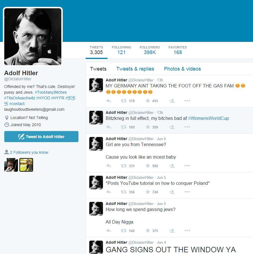 Eins der größten Hitler-Profile auf Twitter Dieses