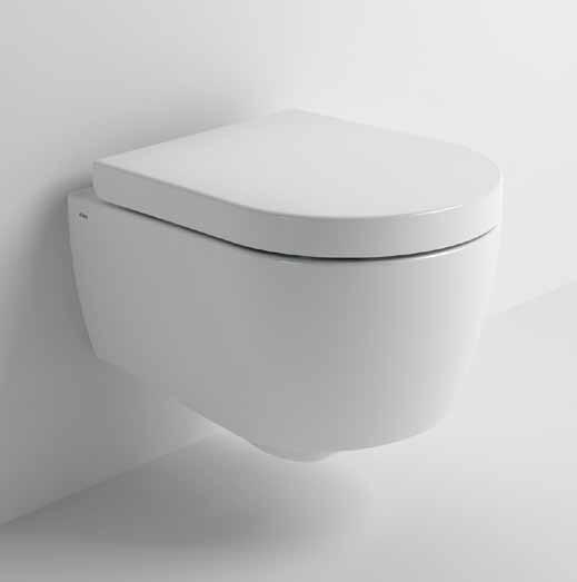 FIRST / short toilet toilets & bidet / FIRST First wandtoilet, 48 cm diepe versie, wit keramiek. Toiletzitting met deksel, soft-closing en quick release systeem, wit. Bevestiging inbegrepen.