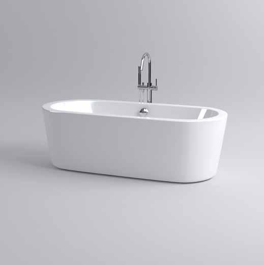 inbe / bathtubs with pop-up drain bathtubs / INBE InBe vrijstaande baden, met overloop bediening, wit acryl. Met overloop en pop-up plug, chroom. Inclusief sifon.