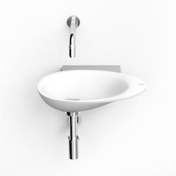 Console t.b.v. fonteinkom First, met of zonder kraangat, rvs gepolijst of rvs geborsteld. Console for First wash-hand basin, with or without tap hole, polished or brushed stainless steel.