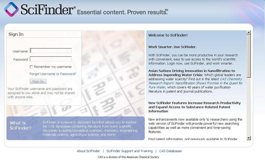 Anmeldung SciFinder Scholar - Webversion Zugang zu SciFinder über das