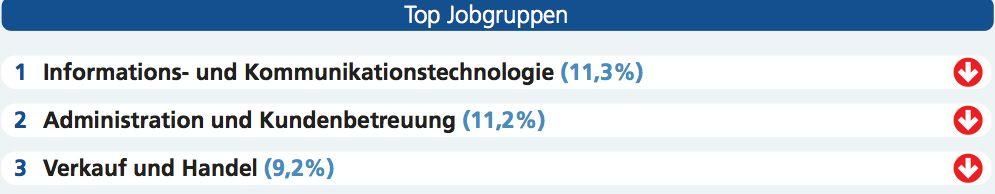 5. Top Berufsgruppen Die beiden Berufsgruppen IKT sowie Administration und Kundenbetreuung befinden sich in 2015 mit 11,3% und 11,2% auf den ersten Plätzen.