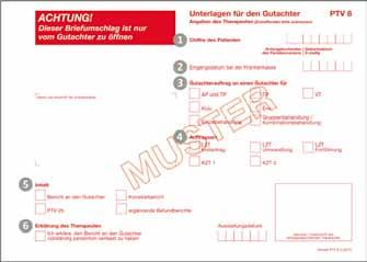 PTV 8 Briefumschlag zur Versendung der Unterlagen für den Gutachter Erläuterungen zu den einzelnen Feldern 1.