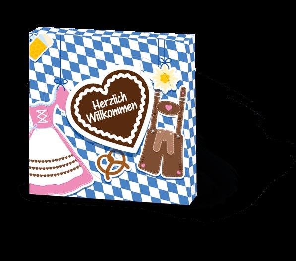 Die edlen Vollmilch-Schokoladenherzen werden in einer rundum individuell bedruckbaren Werbekartonage verpackt.
