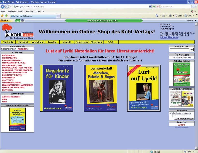 Möchten Sie mehr vom Kohl-Verlag kennen lernen? Dann nutzen Sie doch einfach unsere komfortable und informative Homepage!