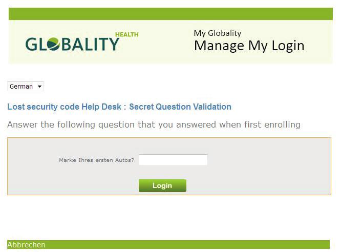3. Beantworten Sie die Sicherheitsfrage, die Sie bei der Registrierung ausgewählt haben, und klicken Sie auf Login : 4.