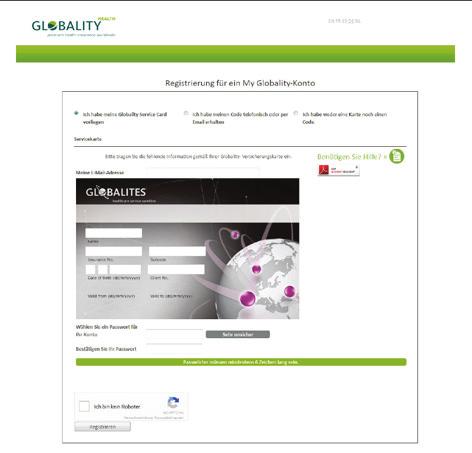 Das Online-Portal My Globality auf https://myglobality.globality-health.com bietet Ihnen einen direkten und sicheren Zugang zu wichtigen Informationen zu Ihrer Krankenversicherung.