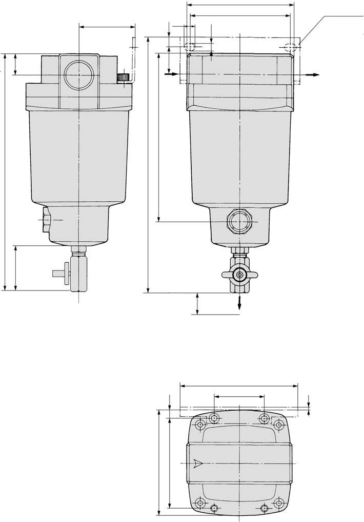 Serie AMG Abmessungen AMG850 automatischer Kondensatablass D: mit autom. Kondensatablass (N.O.