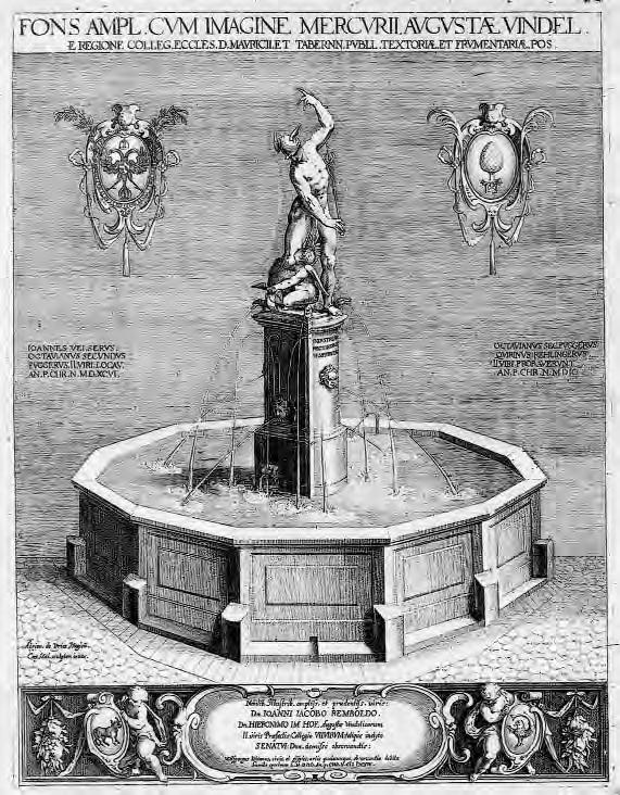 5 Der Merkurbrunnen, Maximilianstraße auf Höhe Moritzplatz Der chronologisch zweite der drei Prachtbrunnen wurde 1599 von Adriaen de Vries modelliert und vollendet.