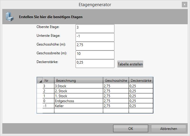 Vorbereitung 5 2. Im anschließenden Abfrageassistenten können Sie die Einstellungen für Geschosse und Steigestränge vornehmen: a.