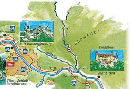 WIEN - BRATISLAVA - WIEN Von 182 m Seehöhe in Wien gleiten Sie durch den Nationalpark Donauauen auf 134 m in Bratislava am Südrand des Karpatenbogens. Die junge, pulsierende 452.000 Ew.
