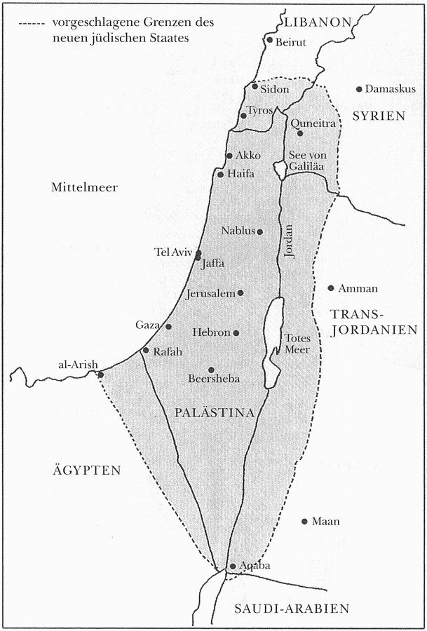 Karten und Tabellen Diese Karte, die die Zionistische Weltorganisation offiziell bei der Pariser
